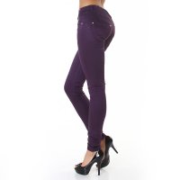 Sexy drainpipes cloth trousers with drapes dark purple UK 8
