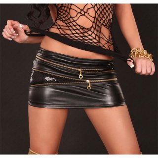 Sexy miniskirt in leather look gogo clubwear black 10 (S)