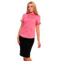 Elegant short-sleeved blouse with drapes salmon UK 12