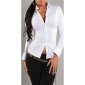 Elegante Langarm Bluse mit Schnürung Weiß 34 (S)