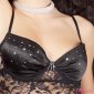 Sexy negligee with thong lace satin lingerie black  8/10 (S/M)
