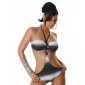 Sexy Push-Up Monokini Bikini Beachwear Schwarz-Weiß 34