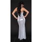 Edles Glamour Pailletten-Kleid Bandeau Abendkleid Weiß/Silber 34