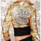 Sexy Redial glamour biker jacket clubbing gold/black UK 8 (S)