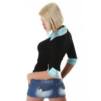Precious two-in-one sweater black/turquoise UK 8