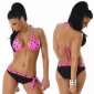 Sexy bikini beachwear black-fuchsia