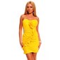 Sexy bandeau evening dress mini dress rhinestones yellow UK 10/12