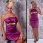 Edles Satin Bandeau Kleid Etuikleid Abendkleid Violett 40 (XL)