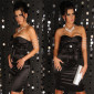 Sexy satin bandeau dress with rhinestones black UK 10
