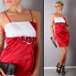 Elegant satin evening dress red / white UK 8 (S)