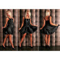 Elegant glamour satin evening dress black UK 8 (S)