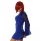 Elegantes Einarm-Abendkleid Minikleid mit Zierblüte Blau 36/38 (S/M)