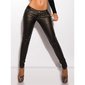 Sexy skinny drainpipe jeans with leather look dark blue/black