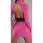 Sexy Minikleid mit Rücken-Ausschnitt Gürtel Pink 36/38
