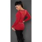Noble fine-knitted sweater with lace and rivets red