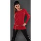 Noble fine-knitted sweater with lace and rivets red