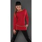 Noble fine-knitted sweater with lace and rivets red