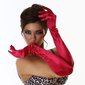 Elegant womens satin long elbow gloves red