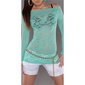 Sexy long-sleeved shirt made of lace transparent mint green