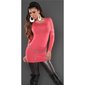 Noble fine-knitted sweater with lace and rhinestones coral