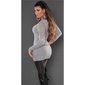 Noble fine-knitted sweater with lace and rhinestones grey
