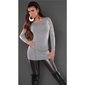 Noble fine-knitted sweater with lace and rhinestones grey