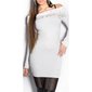Precious fine-knitted long sweater with rhinestones white