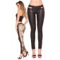 Sexy Röhrenhose in Leder-Look Mix Schwarz-Leopard