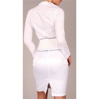 Elegant satin waist skirt with belt white UK 8