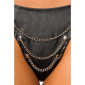 Sexy thong in leather look with chains lingerie black Onesize (UK 8,10,12)