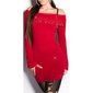 Precious fine-knitted long sweater with rhinestones red Onesize (UK 8,10,12)