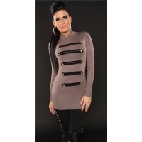 Elegant fine-knitted sweater in military look cappuccino Onesize (UK 8,10,12)