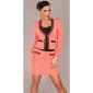 Elegant business mini skirt with chains coral UK 8