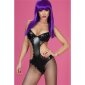 Sexy Monokini Body mit Spikes Wetlook Gogo Clubwear Schwarz