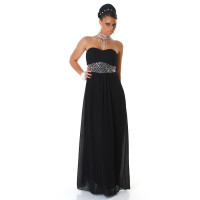 Elegant glamour chiffon evening dress with rhinestones black UK 12 (M)