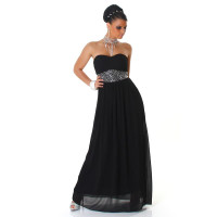 Elegantes Glamour Abendkleid aus Chiffon mit Strass Schwarz 38 (M)