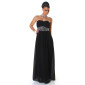 Elegantes Glamour Abendkleid aus Chiffon mit Strass Schwarz 40 (L)