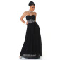 Elegant glamour chiffon evening dress with rhinestones black UK 14 (L)