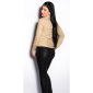 Elegant form-fitting long-sleeved business blouse waisted beige UK 8 (S)