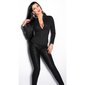 Elegant form-fitting long-sleeved business blouse waisted black