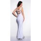 Divenhaftes bodenlanges Gala Glamour Abendkleid mit Strass Weiß