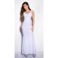 Divenhaftes bodenlanges Gala Glamour Abendkleid mit Strass Weiß