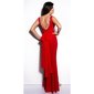 Edles bodenlanges Gala Glamour Abendkleid mit Glas-Steinen Rot