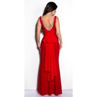 ADORABLE GALA GLAMOUR EVENING DRESS GOWN WITH GLASS STONES RED UK 12 (M)