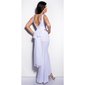 Adorable gala glamour evening dress gown with glass stones white