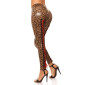 Sexy Glanz Leggings mit Schnürung Wetlook Clubwear Leopard 40/42 (L/XL)