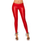 Sexy Glanz Leggings mit Schnürung Wetlook Clubwear Rot 40/42 (L/XL)
