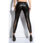 Sexy leggings with lacings at the back side wet look clubwear black UK 14/16 (L/XL)