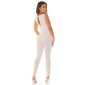 Elegant sleeveless overall jumpsuit with gold-coloured buckle beige UK 12/14 (M)