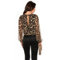 Elegant long-sleeved overall jumpsuit with chiffon leopard/black